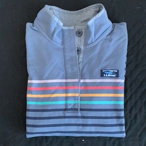 LL Bean Multicolored Striped Rugby Pullover